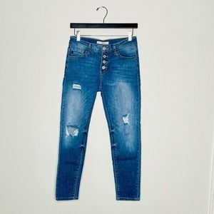 KanCan Distressed Skinny Jean with Buttonfly